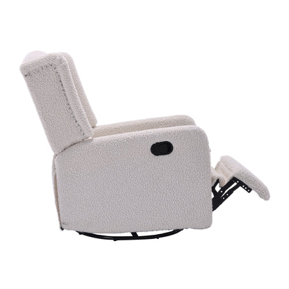 Standard-Size Fabric Armless Swivel Rocking Recliner Chair with 360° Rotation, Recline Function and Glider Base