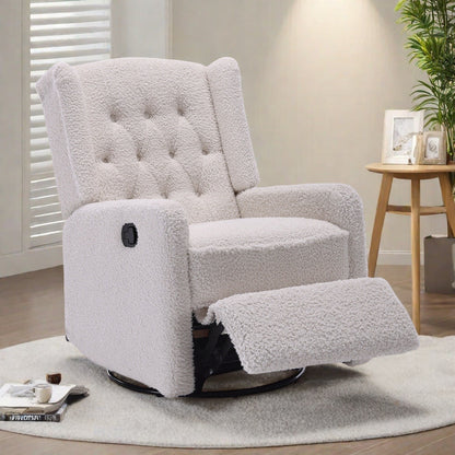 Standard-Size Fabric Armless Swivel Rocking Recliner Chair with 360° Rotation, Recline Function and Glider Base