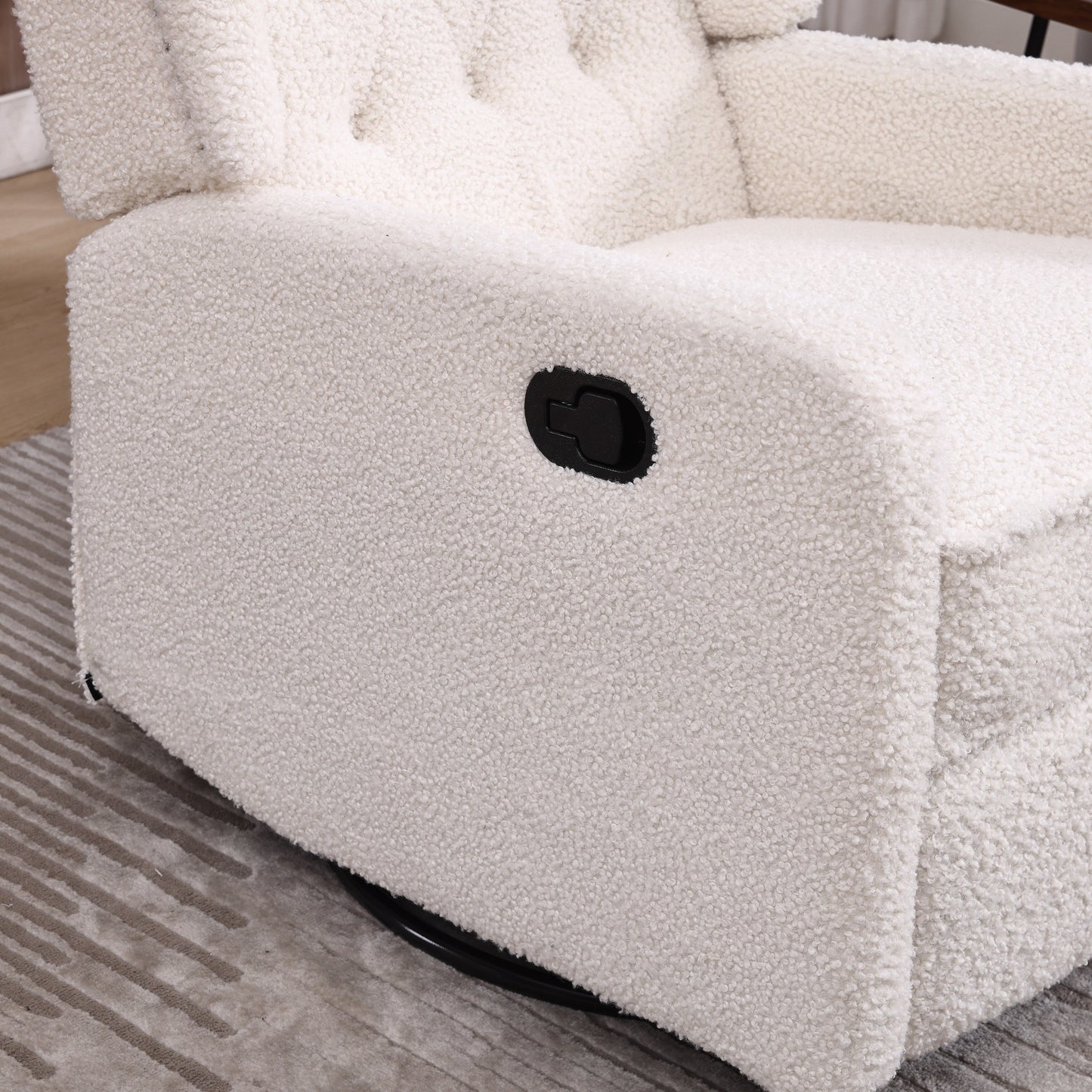 Standard-Size Fabric Armless Swivel Rocking Recliner Chair with 360° Rotation, Recline Function and Glider Base