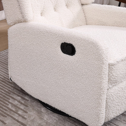 Standard-Size Fabric Armless Swivel Rocking Recliner Chair with 360° Rotation, Recline Function and Glider Base
