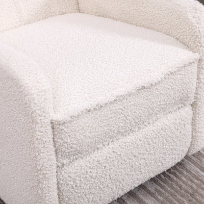 Standard-Size Fabric Armless Swivel Rocking Recliner Chair with 360° Rotation, Recline Function and Glider Base