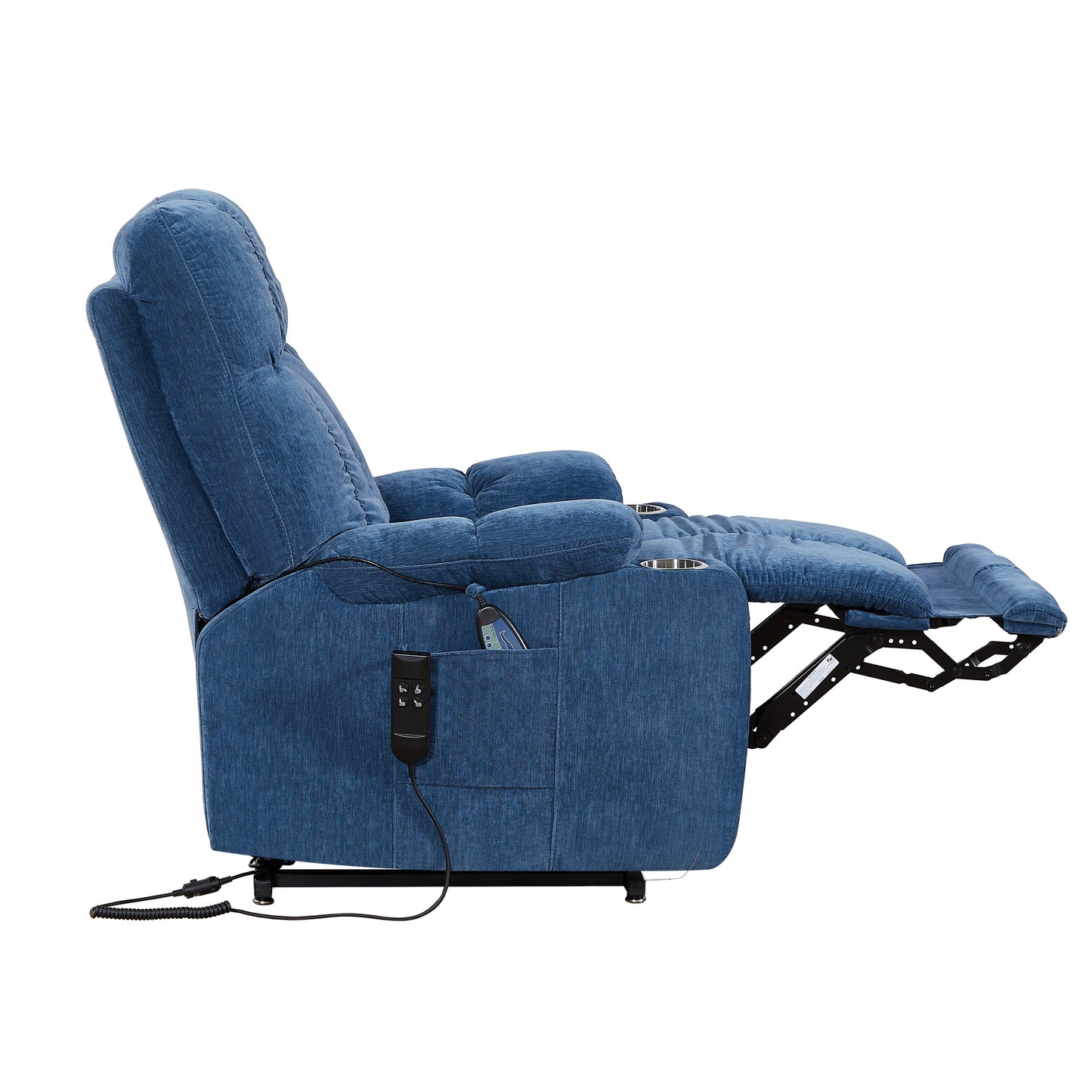 Standard-Size Fabric Dual-Motor Power Lift Recliner Chair with Heat, Massage, and Infinite Position Lay Flat Recline