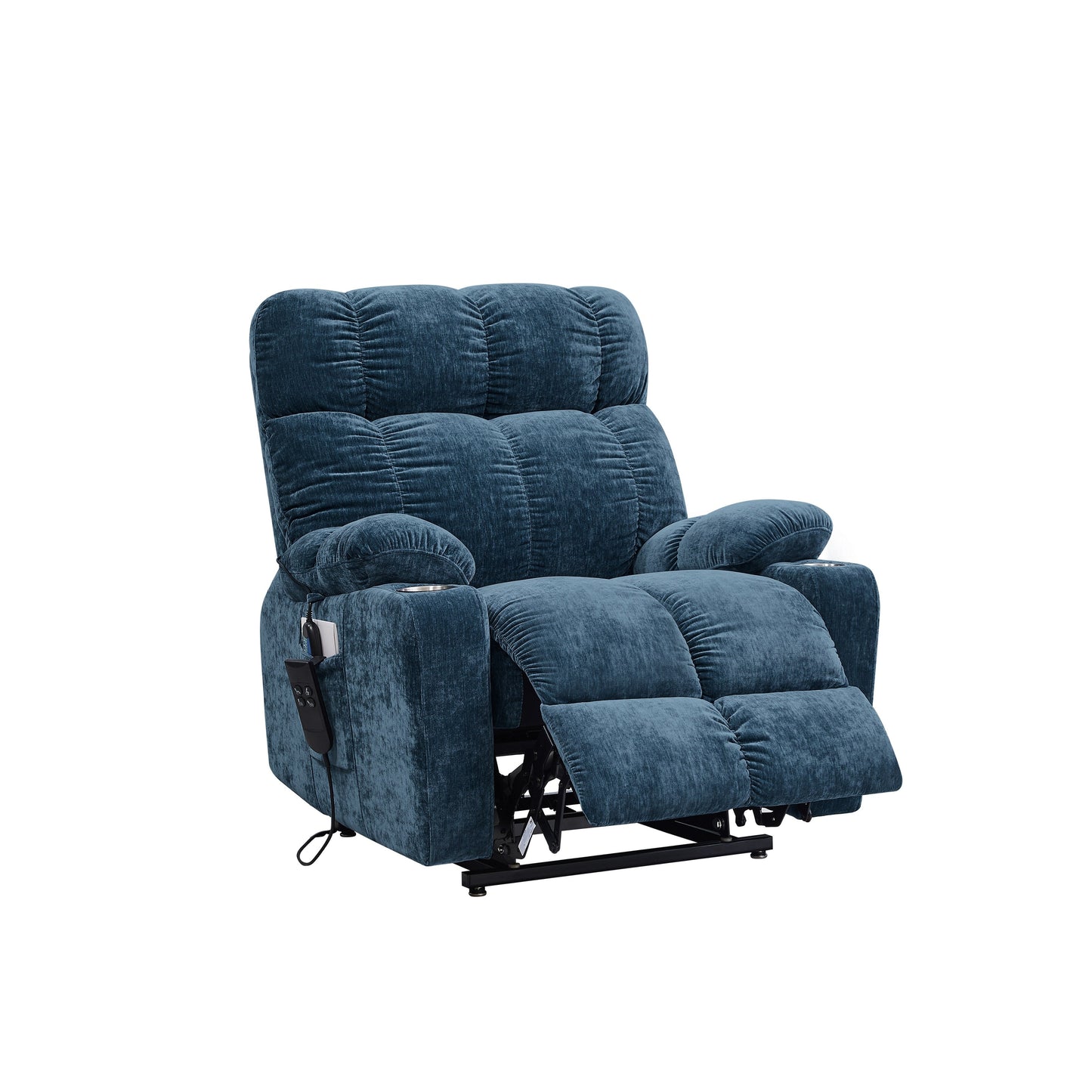 Standard-Size Fabric Dual-Motor Power Lift Recliner Chair with Heat, Massage, and Infinite Position Lay Flat Recline