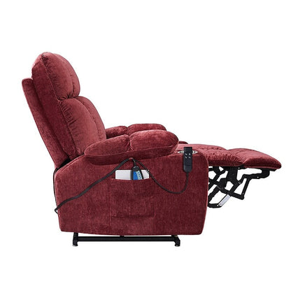 Standard-Size Fabric Dual-Motor Power Lift Recliner Chair with Heat, Massage, and Infinite Position Lay Flat Recline