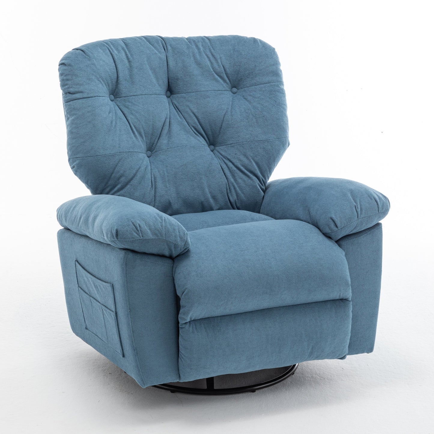 Standard-Size Fleece Swivel Rocker Recliner Chair with Manual Recline, Footrest, and Maternity Support Design