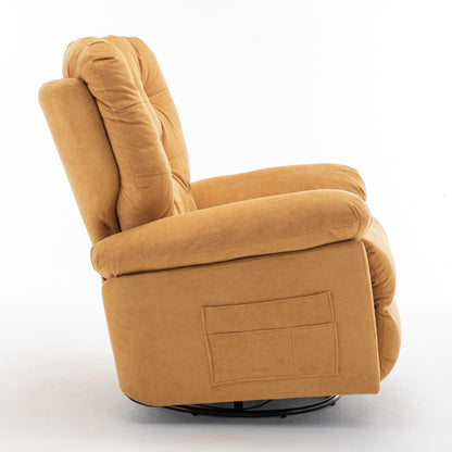 Standard-Size Fleece Swivel Rocker Recliner Chair with Manual Recline, Footrest, and Maternity Support Design