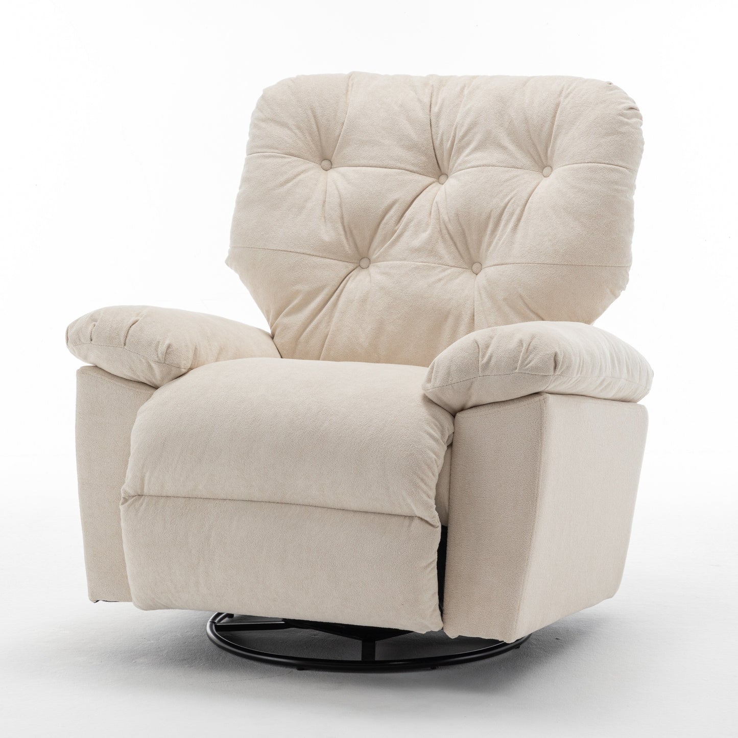 Standard-Size Fleece Swivel Rocker Recliner Chair with Manual Recline, Footrest, and Maternity Support Design