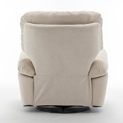 Standard-Size Fleece Swivel Rocker Recliner Chair with Manual Recline, Footrest, and Maternity Support Design