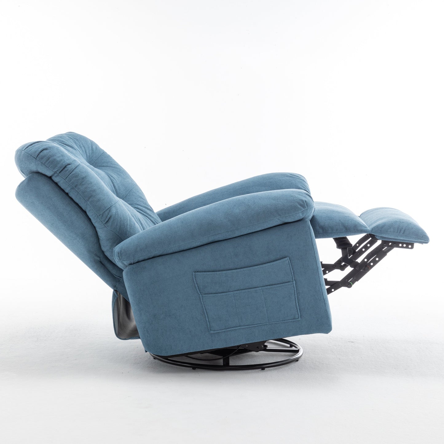 Standard-Size Fleece Swivel Rocker Recliner Chair with Manual Recline, Footrest, and Maternity Support Design