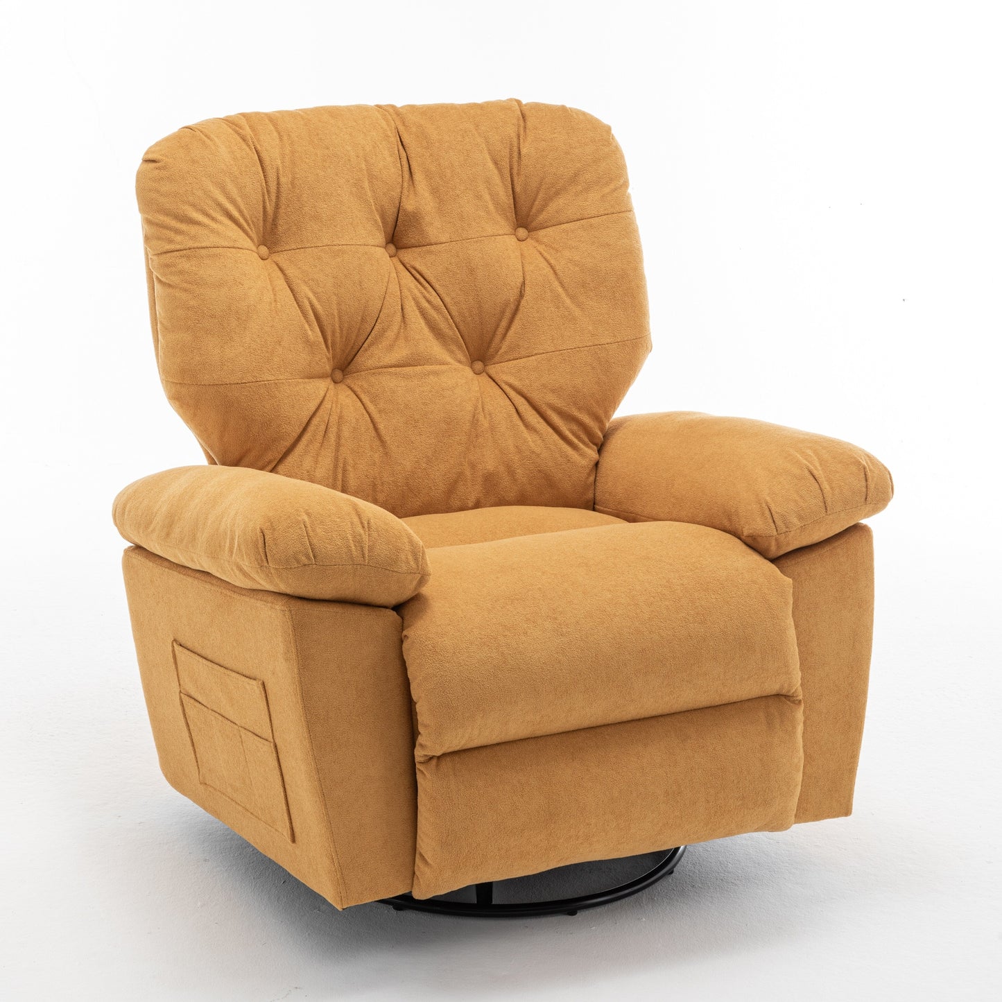 Standard-Size Fleece Swivel Rocker Recliner Chair with Manual Recline, Footrest, and Maternity Support Design