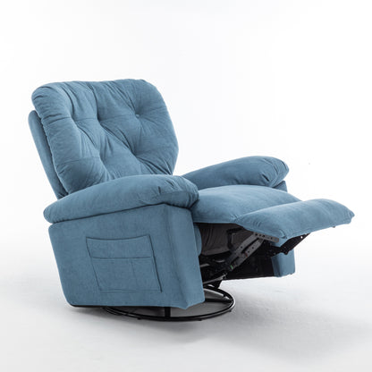 Standard-Size Fleece Swivel Rocker Recliner Chair with Manual Recline, Footrest, and Maternity Support Design