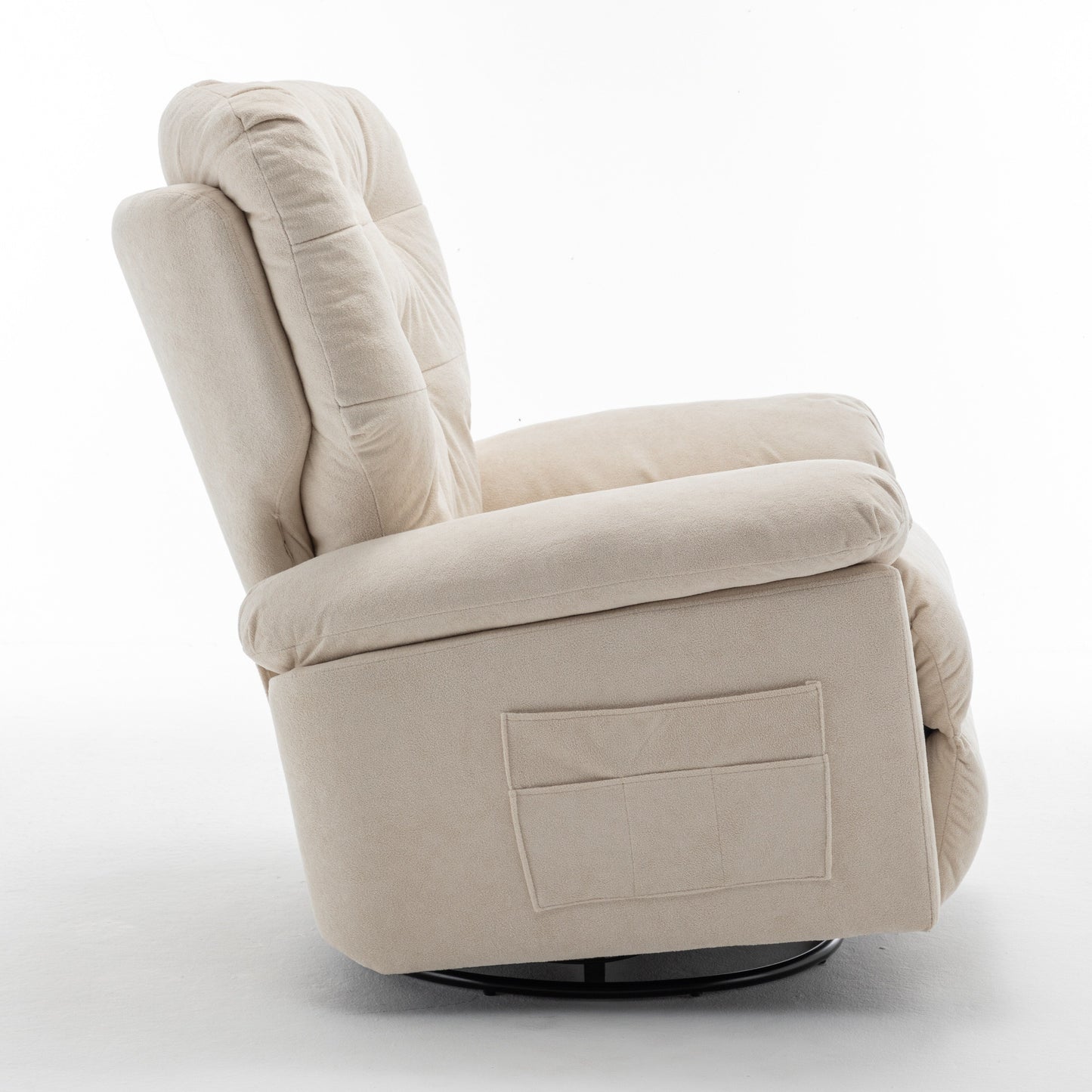 Standard-Size Fleece Swivel Rocker Recliner Chair with Manual Recline, Footrest, and Maternity Support Design