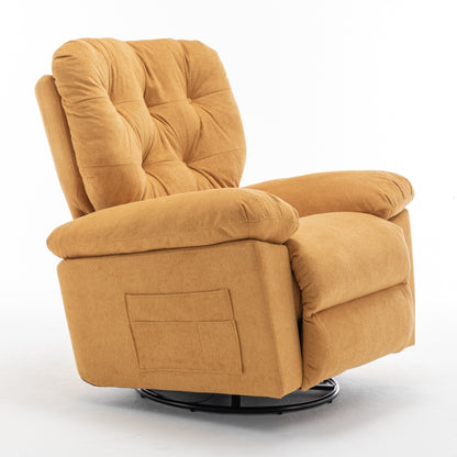 Standard-Size Fleece Swivel Rocker Recliner Chair with Manual Recline, Footrest, and Maternity Support Design