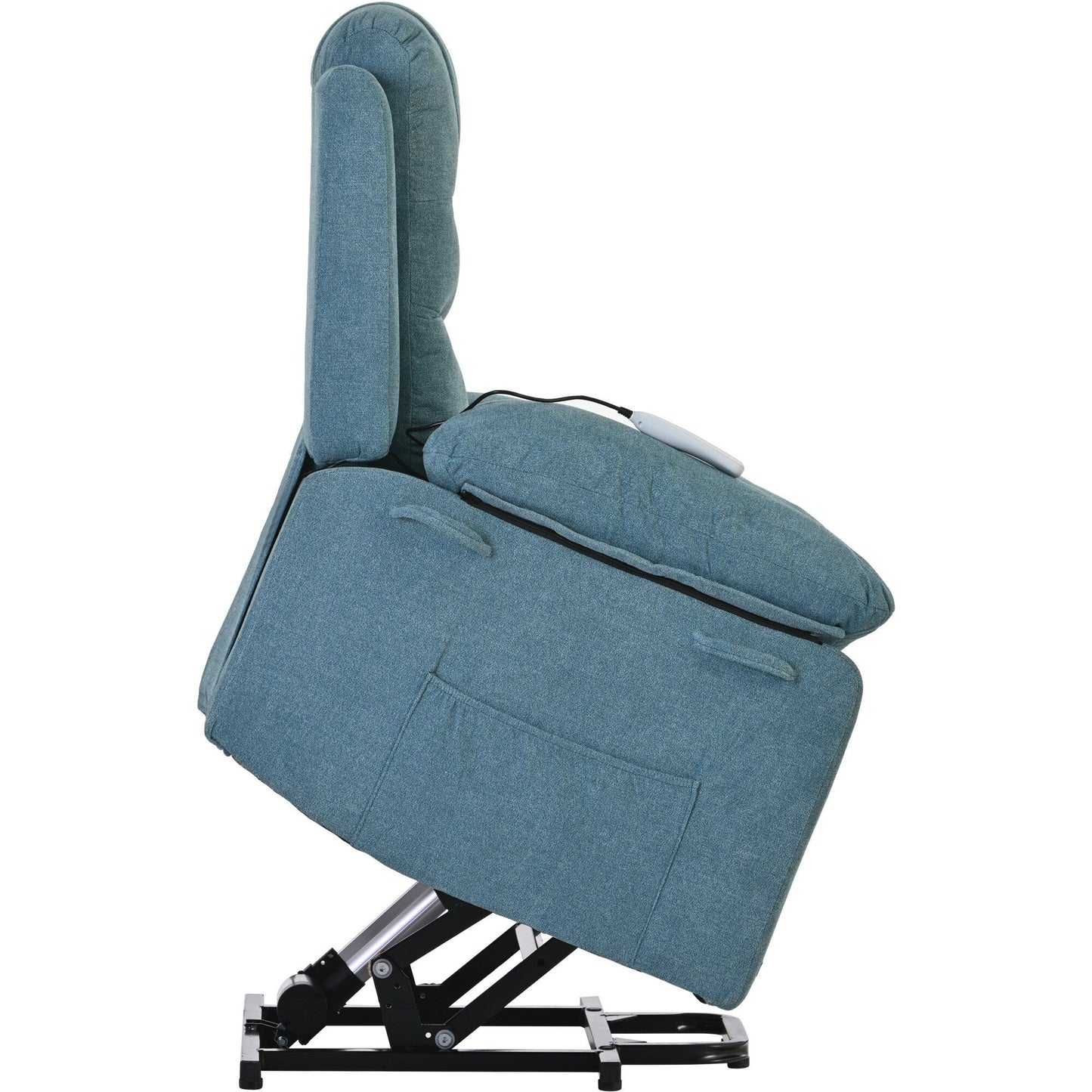 Standard Size Linen Power Lift Recliner Chair with Massage, Heating, and Side Storage Pocket