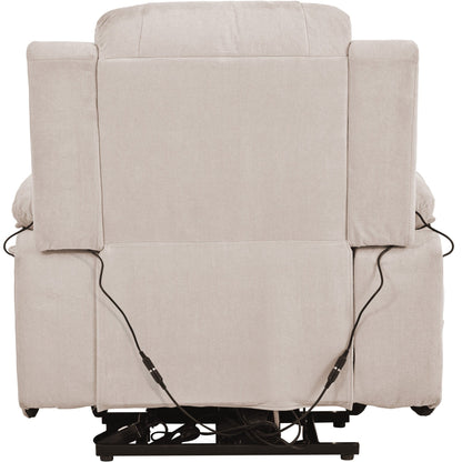 Standard Size Linen Power Lift Recliner Chair with Massage, Heating, and Side Storage Pocket