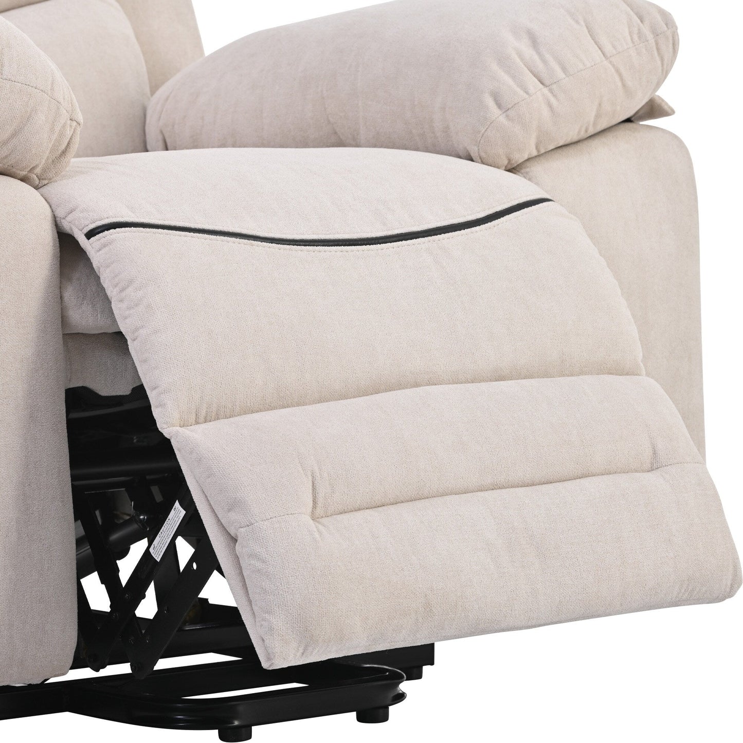 Standard Size Linen Power Lift Recliner Chair with Massage, Heating, and Side Storage Pocket