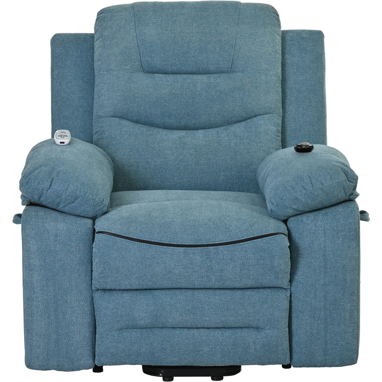 Standard Size Linen Power Lift Recliner Chair with Massage, Heating, and Side Storage Pocket
