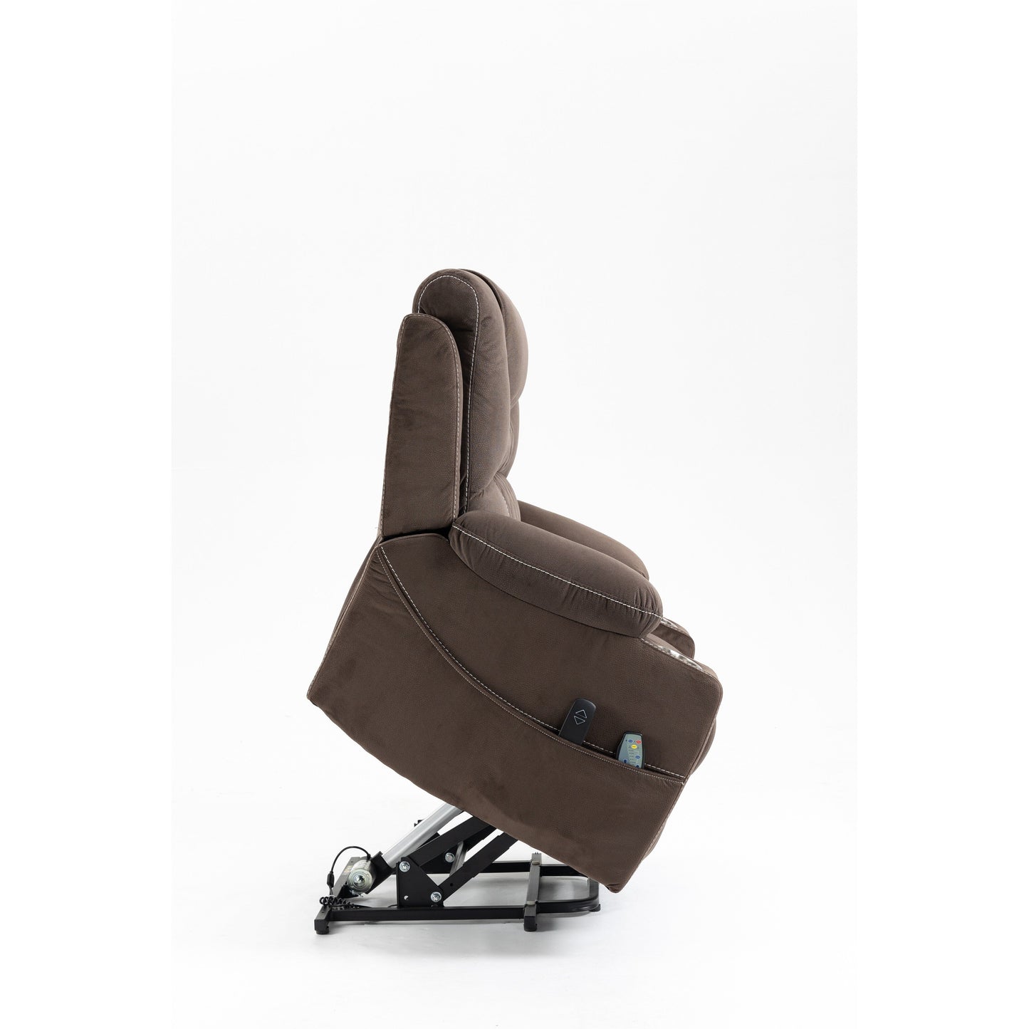 Standard Size Velvet Dual Motor Power Recliner Chair with Heat, Massage, and Dual Cup Holders