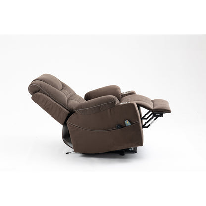 Standard Size Velvet Dual Motor Power Recliner Chair with Heat, Massage, and Dual Cup Holders
