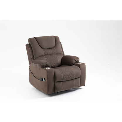 Standard Size Velvet Dual Motor Power Recliner Chair with Heat, Massage, and Dual Cup Holders
