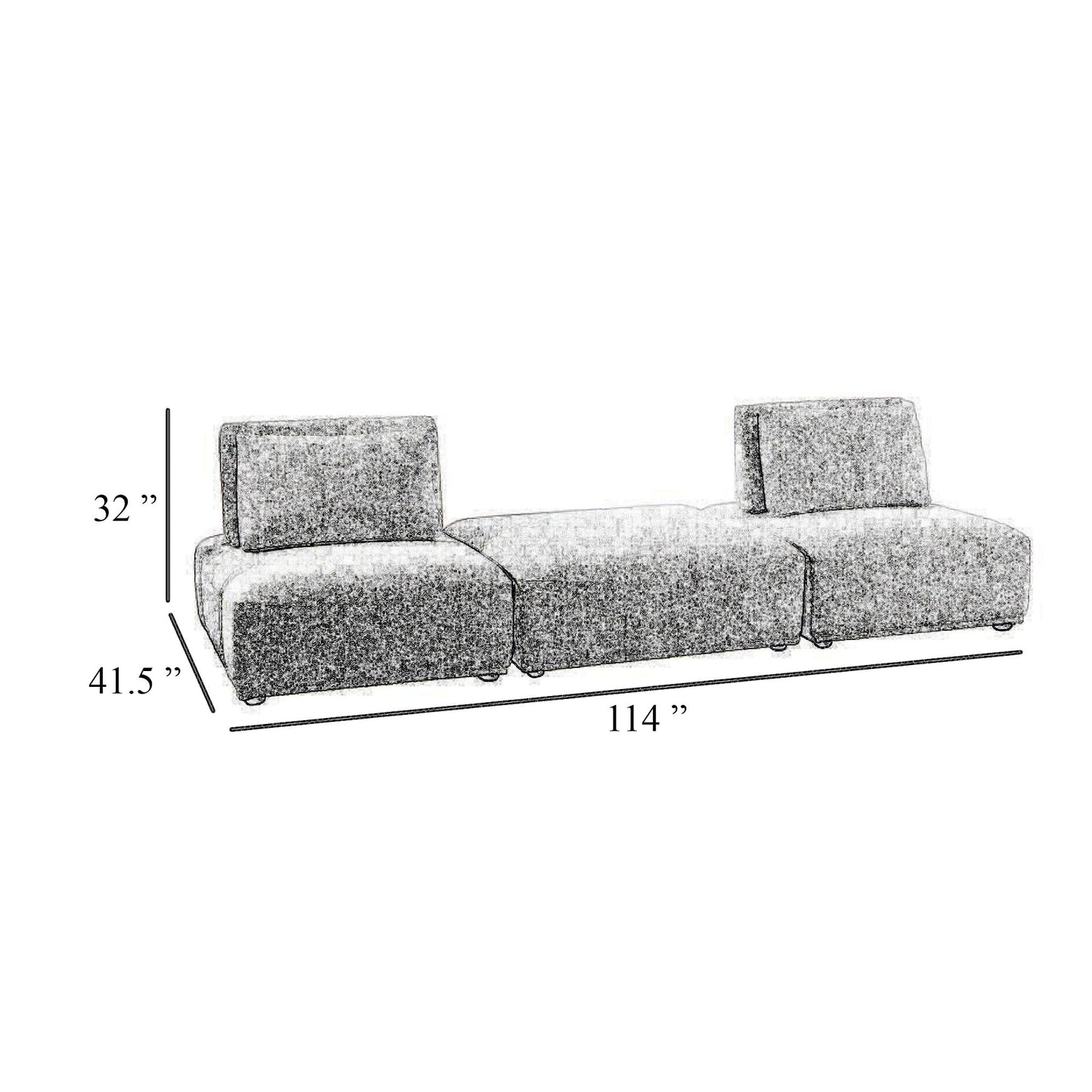Stavan Modular 2 Seat Sofa, Ottoman Beige Boucle Adjustable Seat Depth
