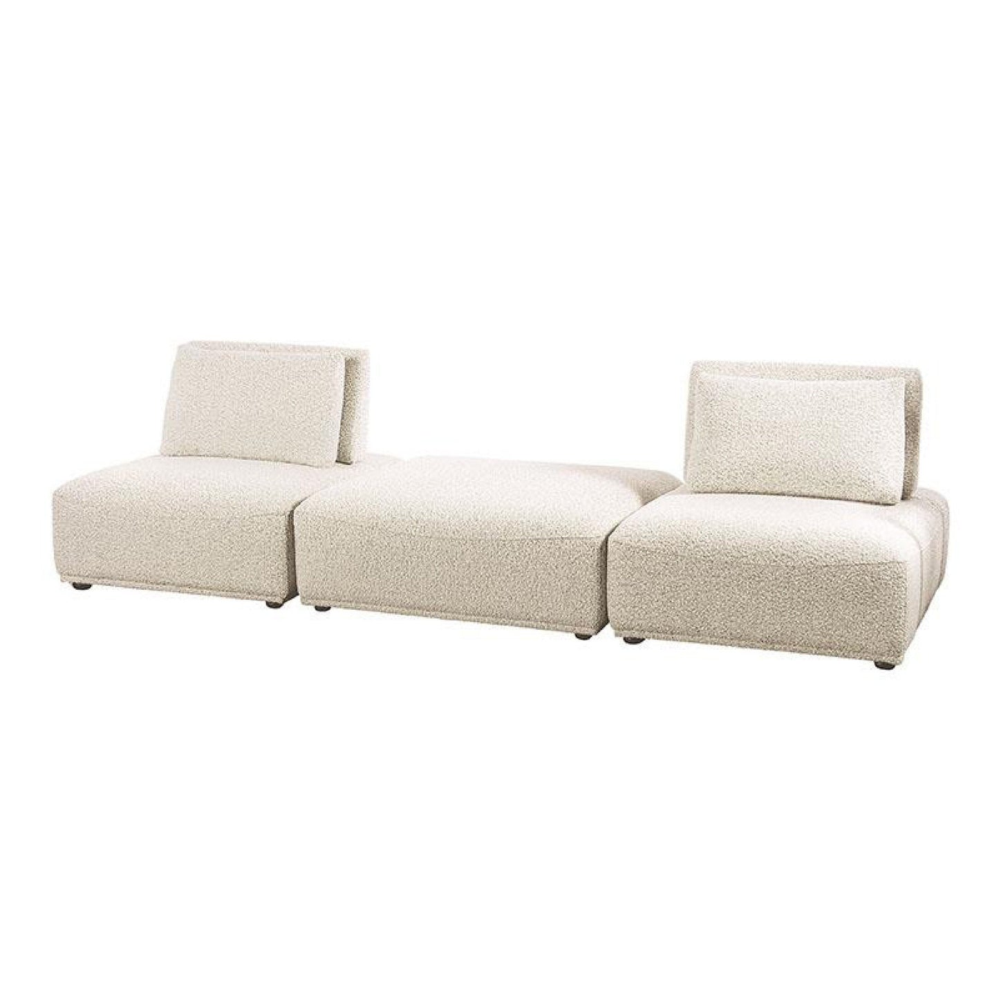 Stavan Modular 2 Seat Sofa, Ottoman Beige Boucle Adjustable Seat Depth