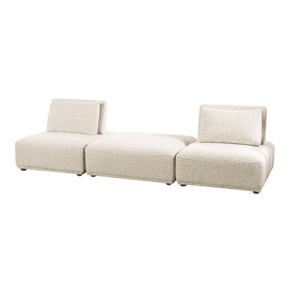 Stavan Modular 2 Seat Sofa, Ottoman Beige Boucle Adjustable Seat Depth