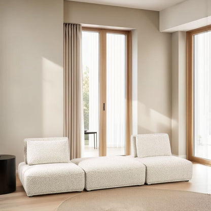 Stavan Modular 2 Seat Sofa, Ottoman Beige Boucle Adjustable Seat Depth
