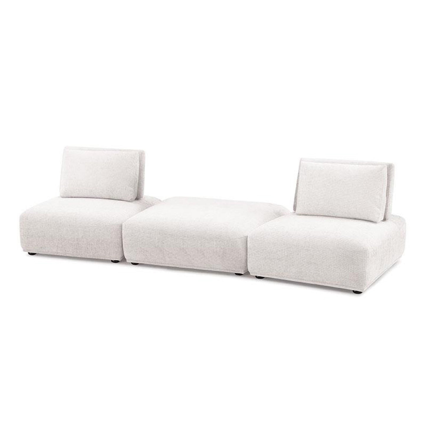Stavan Modular 2 Seat Sofa, Ottoman, White Boucle, Adjustable Backs