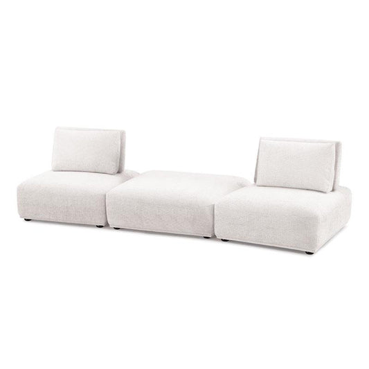 Stavan Modular 2 Seat Sofa, Ottoman, White Boucle, Adjustable Backs