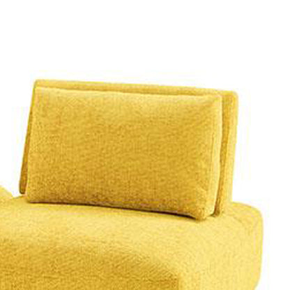 Stavan Modular 2 Seat Sofa, Ottoman, Yellow Chenille, Adjustable Back