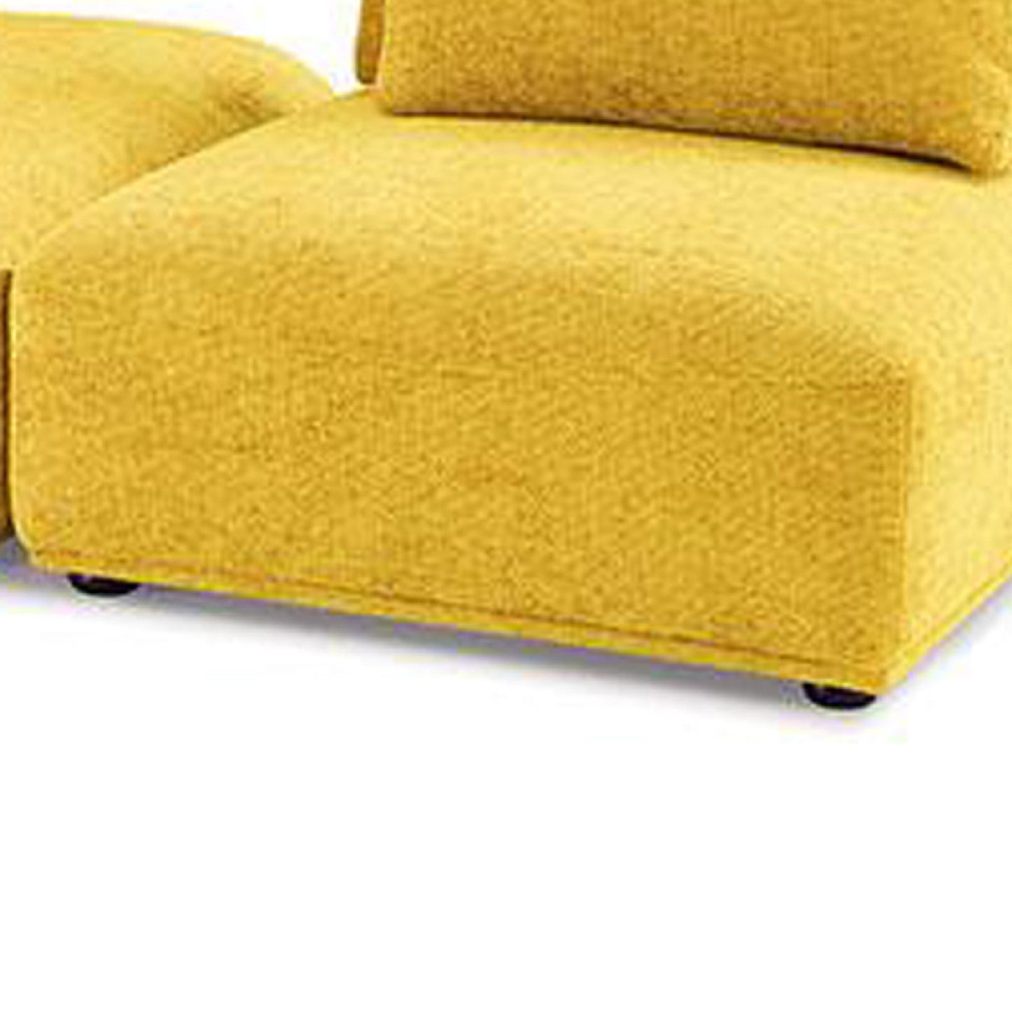 Stavan Modular 2 Seat Sofa, Ottoman, Yellow Chenille, Adjustable Back