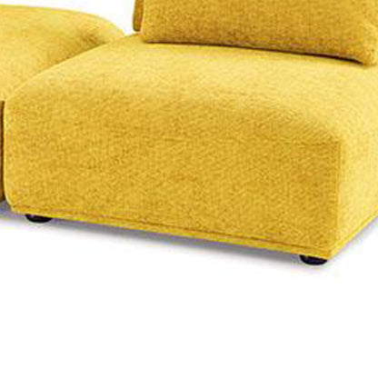 Stavan Modular 2 Seat Sofa, Ottoman, Yellow Chenille, Adjustable Back