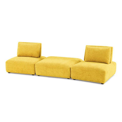 Stavan Modular 2 Seat Sofa, Ottoman, Yellow Chenille, Adjustable Back