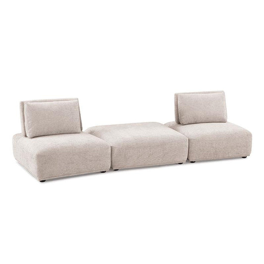 Stavan Modular 2 Seat Sofa, Square Ottoman Light Brown Boucle 114 Inch