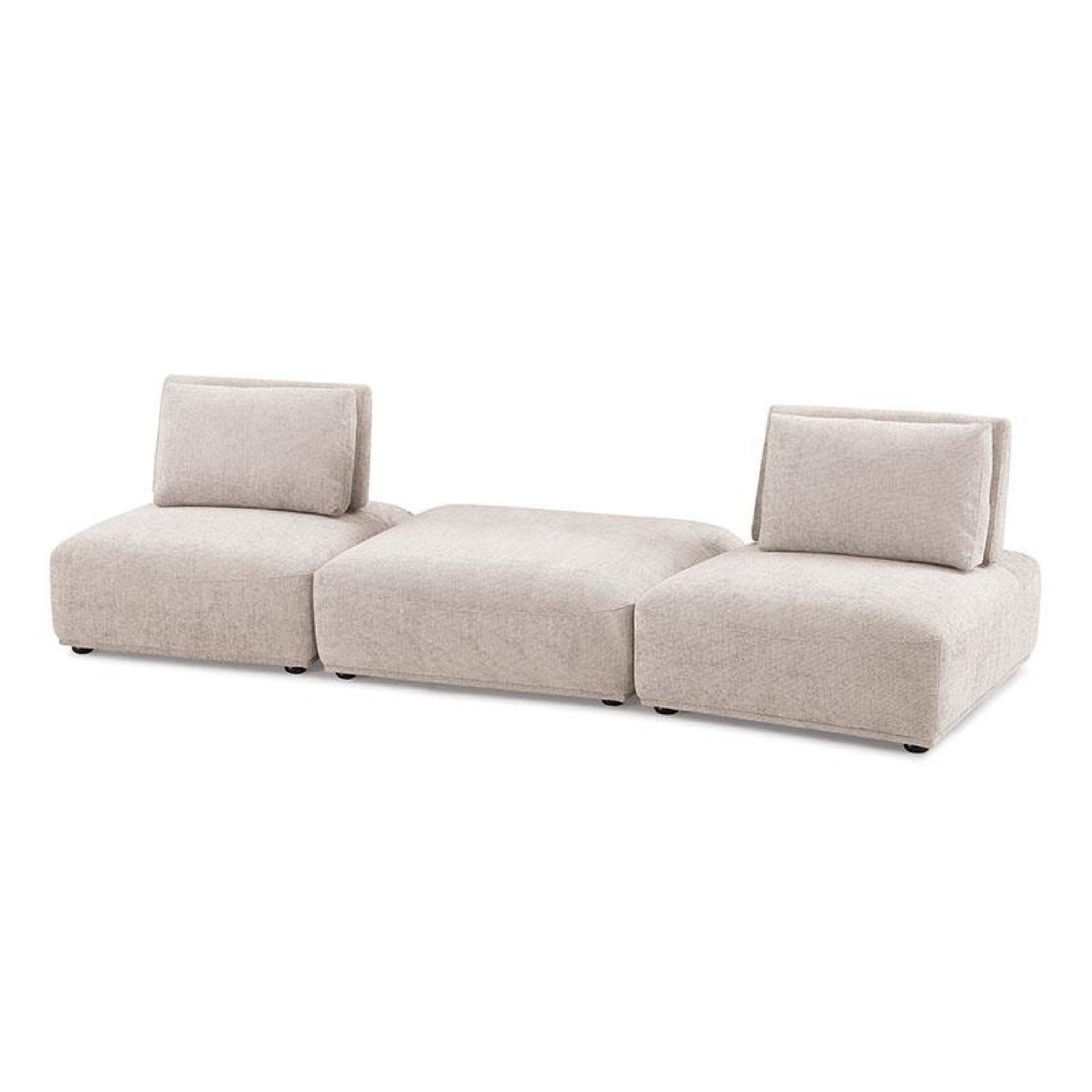 Stavan Modular 2 Seat Sofa, Square Ottoman Light Brown Boucle 114 Inch
