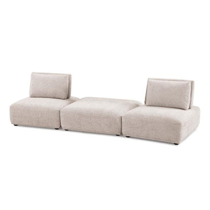 Stavan Modular 2 Seat Sofa, Square Ottoman Light Brown Boucle 114 Inch