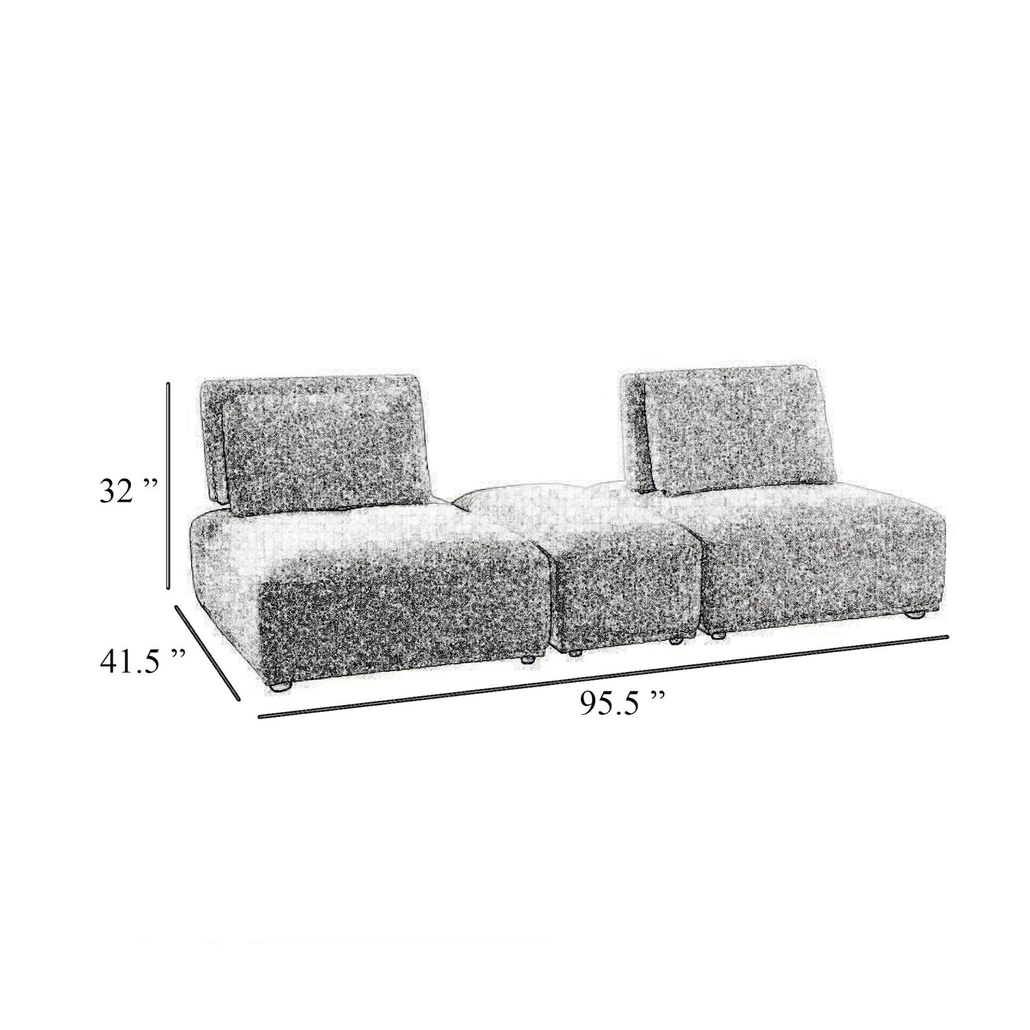 Stavan Modular Curved 2 Seat Sofa Set, White Boucle, Adjustable Backs