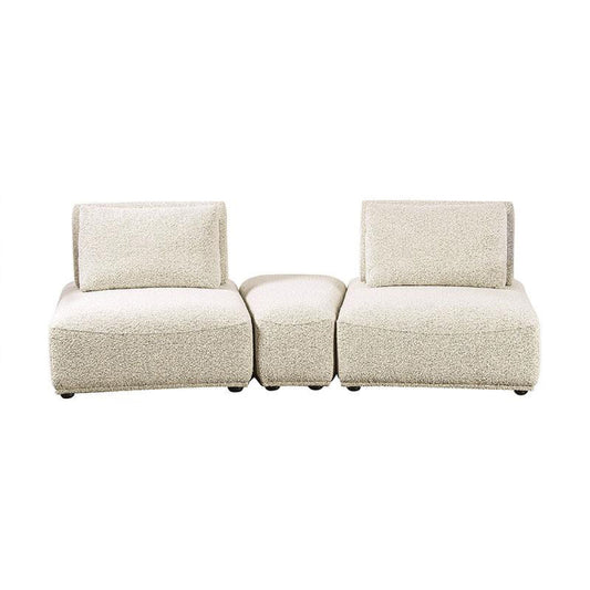 Stavan Modular Curved 2 Seat Sofa, Beige Boucle Adjustable Seat Depth