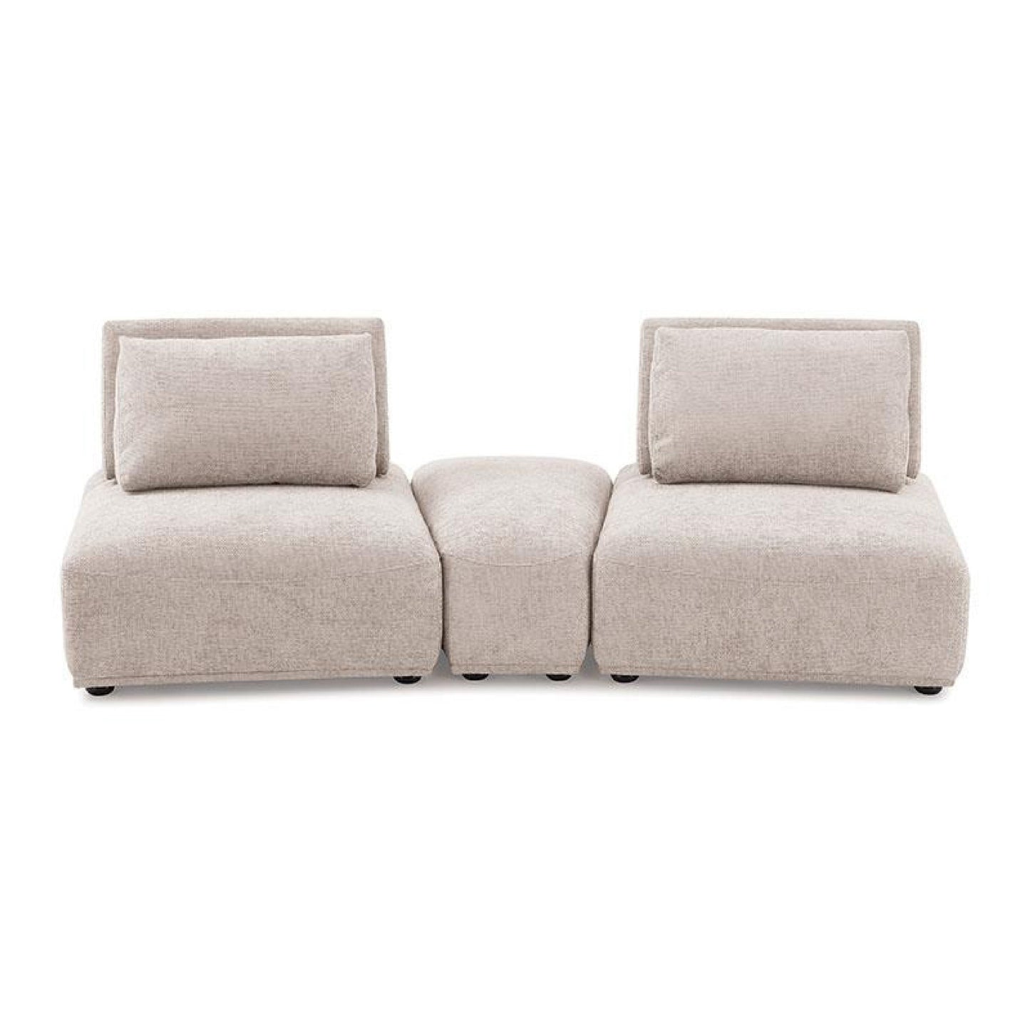 Stavan Modular Curved 2 Seat Sofa, Light Brown Boucle Adjustable Back