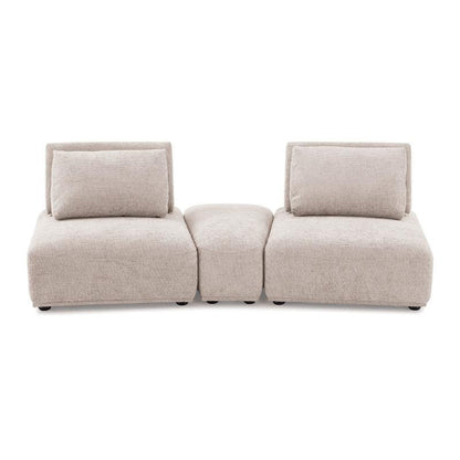 Stavan Modular Curved 2 Seat Sofa, Light Brown Boucle Adjustable Back