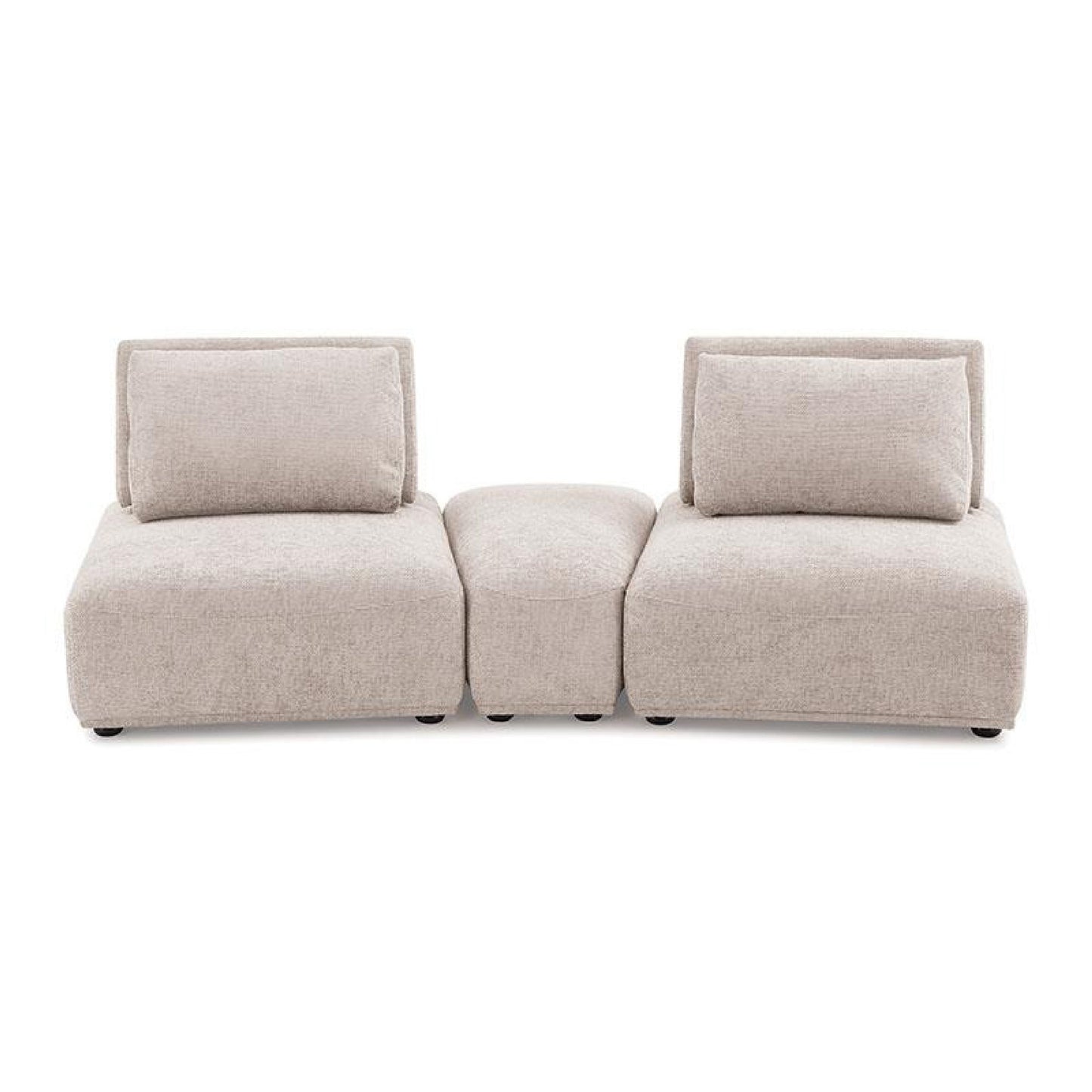 Stavan Modular Curved 2 Seat Sofa, Light Brown Boucle Adjustable Back