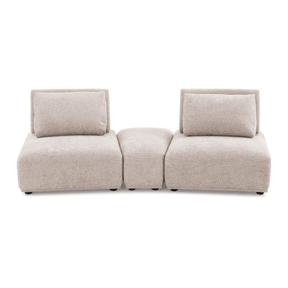 Stavan Modular Curved 2 Seat Sofa, Light Brown Boucle Adjustable Back