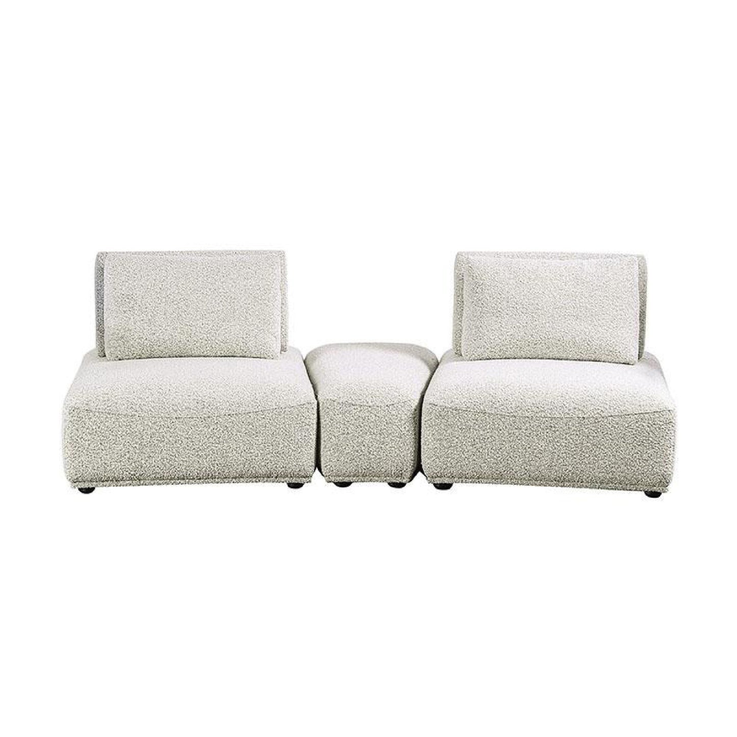 Stavan Modular Curved 2 Seat Sofa, Ottoman Gray Boucle Adjustable Back