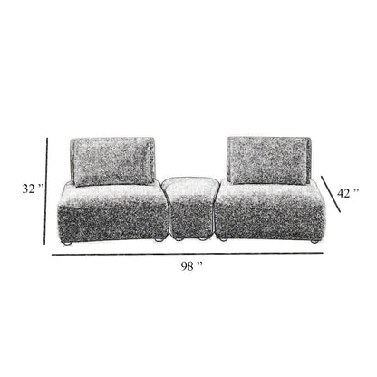 Stavan Modular Curved 2 Seat Sofa, White Boucle, Adjustable Seat Depth
