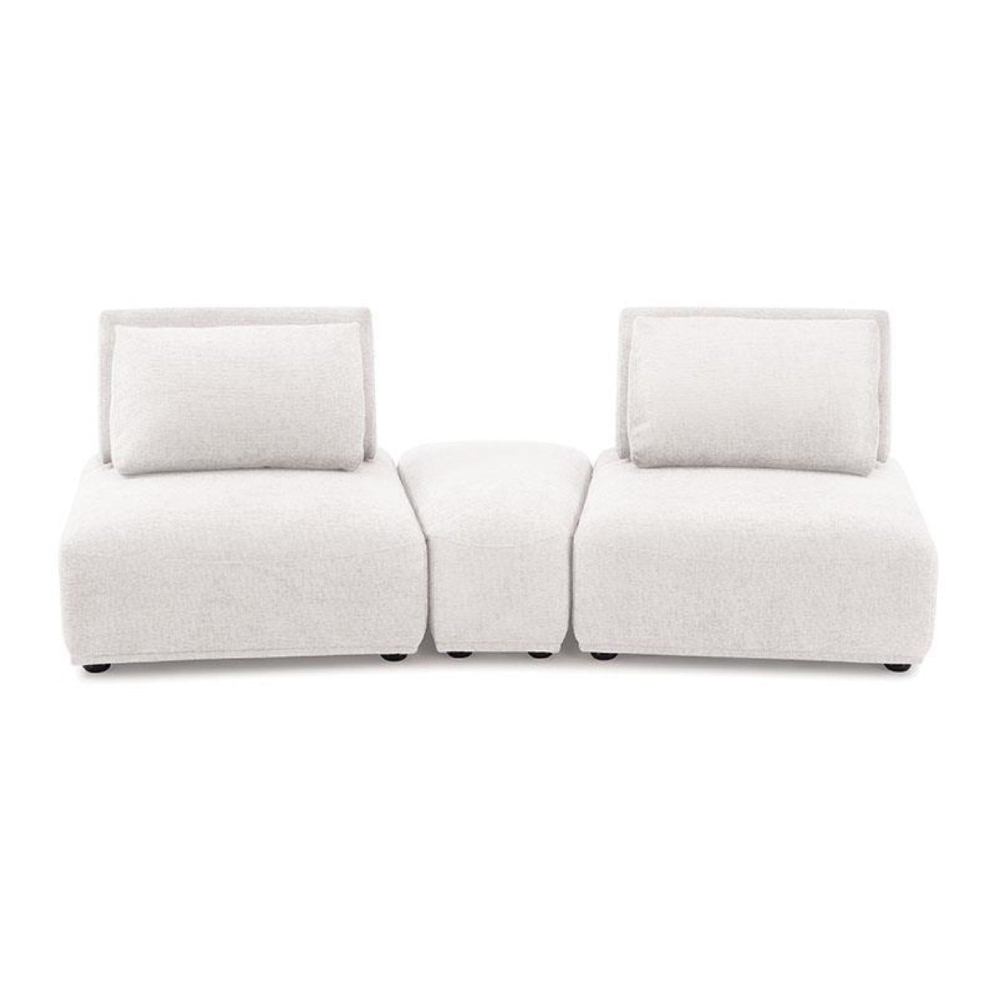 Stavan Modular Curved 2 Seat Sofa, White Boucle, Adjustable Seat Depth