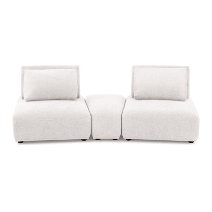 Stavan Modular Curved 2 Seat Sofa, White Boucle, Adjustable Seat Depth