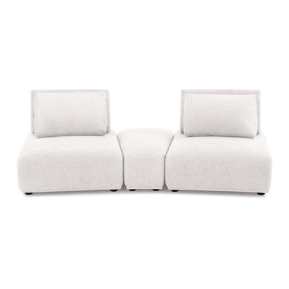 Stavan Modular Curved 2 Seat Sofa, White Boucle, Adjustable Seat Depth