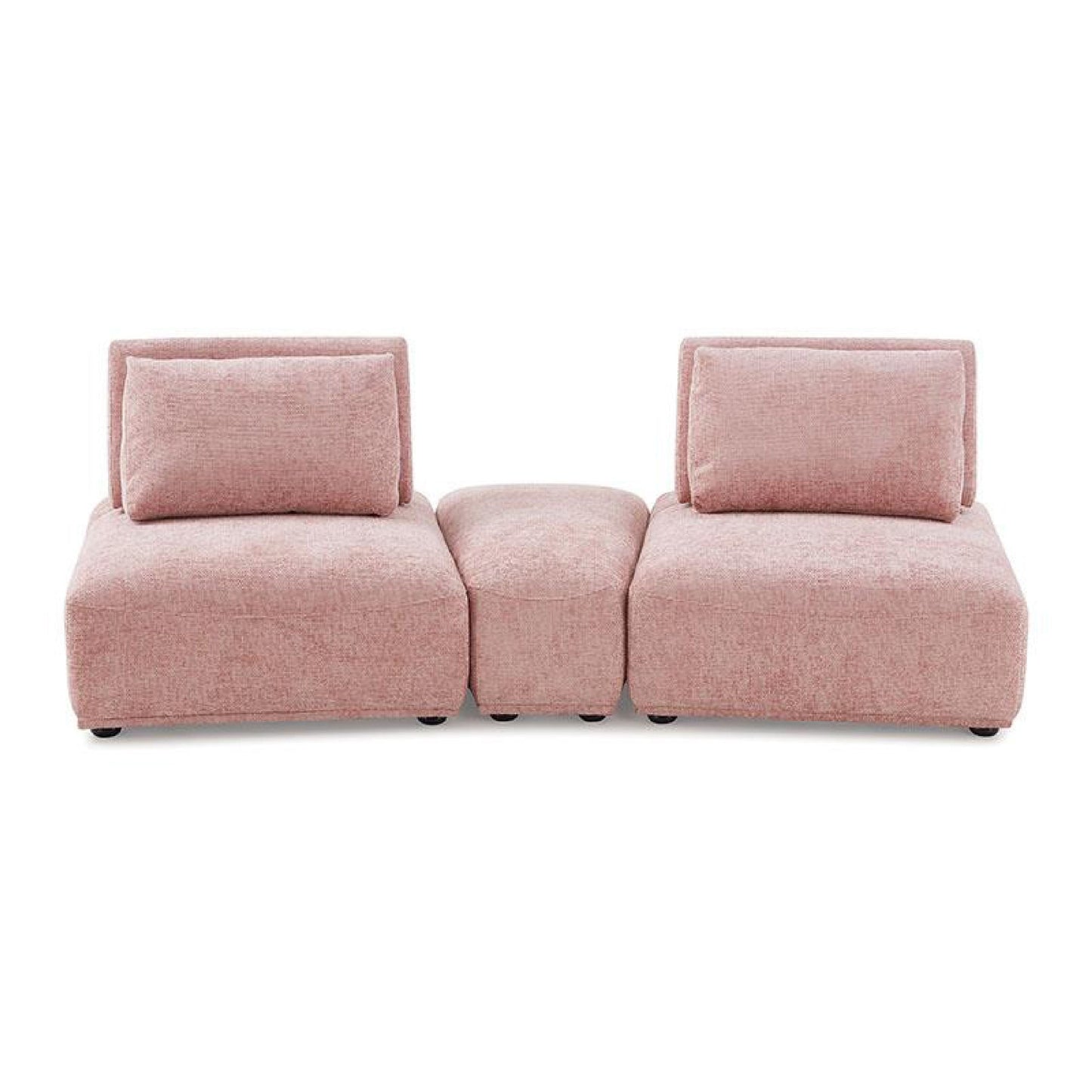 Stavan Modular Curved 2 Seater Sofa, Pink Boucle, Adjustable Back
