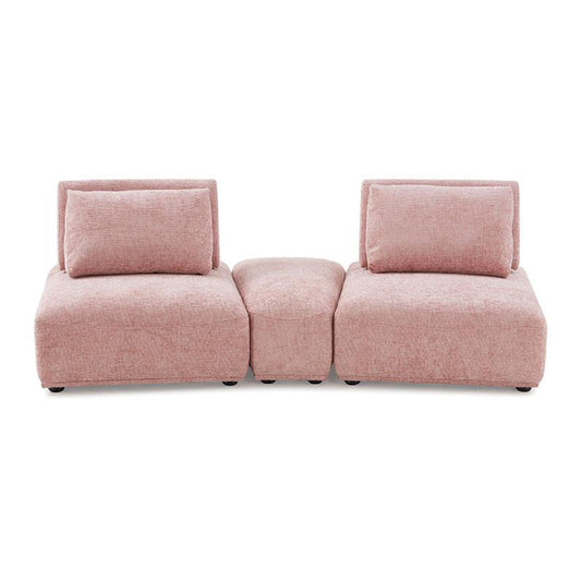 Stavan Modular Curved 2 Seater Sofa, Pink Boucle, Adjustable Back